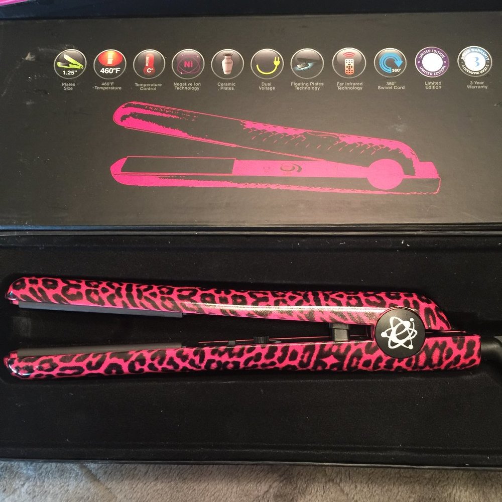 Pink Cheetah Leopard Straightener
